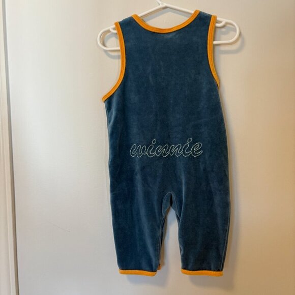 Winnie the Pooh Overalls Romper Blue Velvety 6-9 months Blue / Orange - Picture 6 of 6